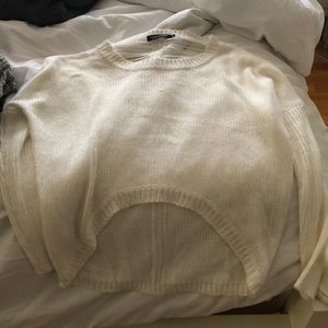LF White High-Low Sweater
